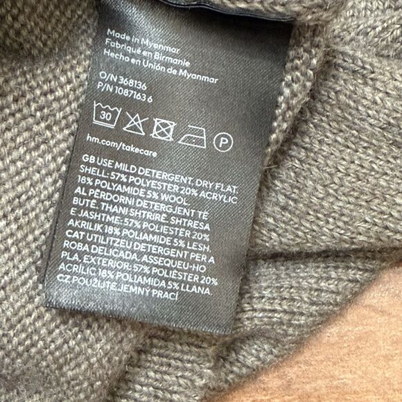 H&M Women's Mock Neck Sweater Size M Gray Green Wool Blend Pullover Knit NWT - Picture 6 of 8